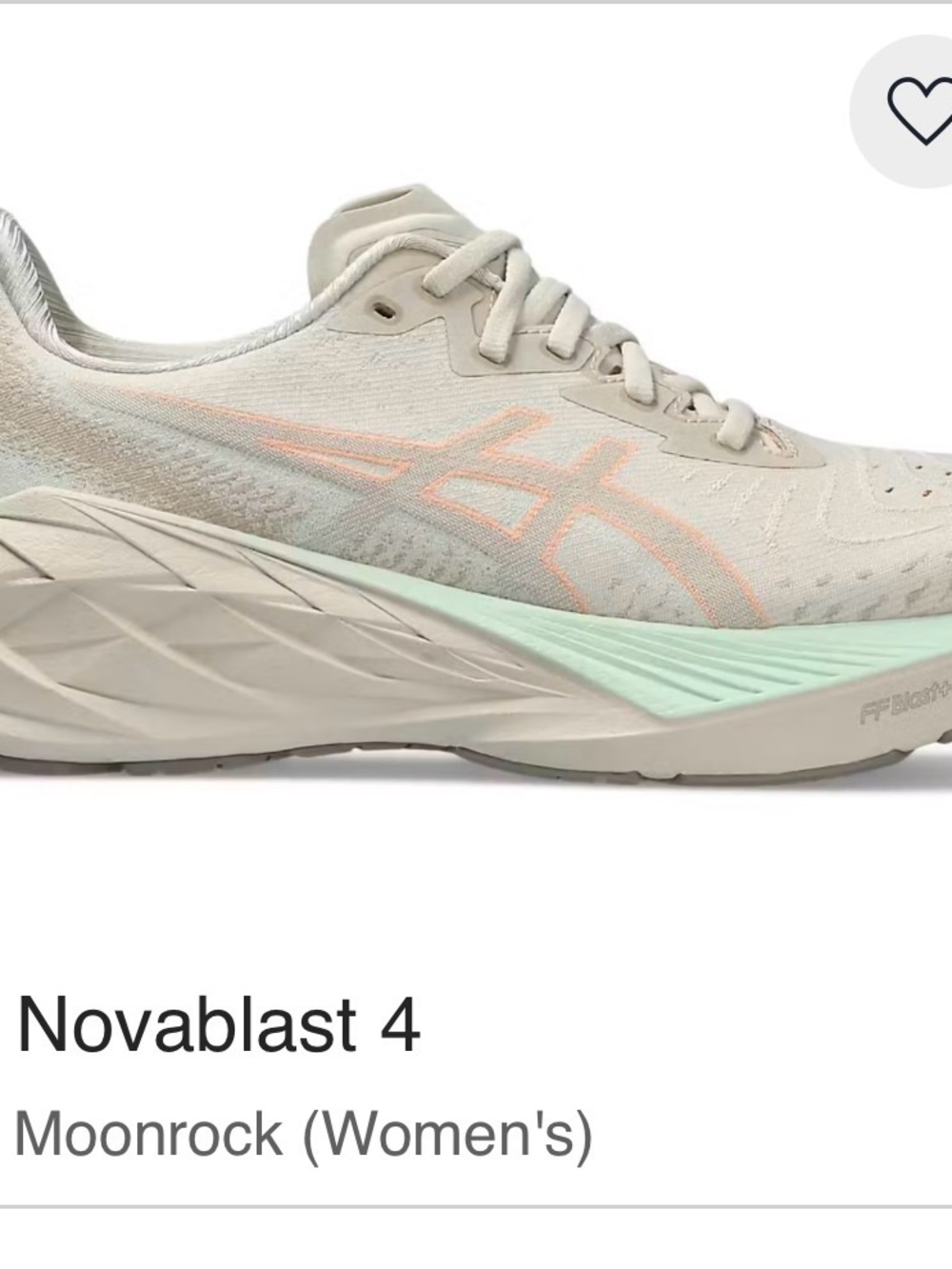 Asics Novablast 4 Women's Running Shoe - Moonrock with Peach Accents